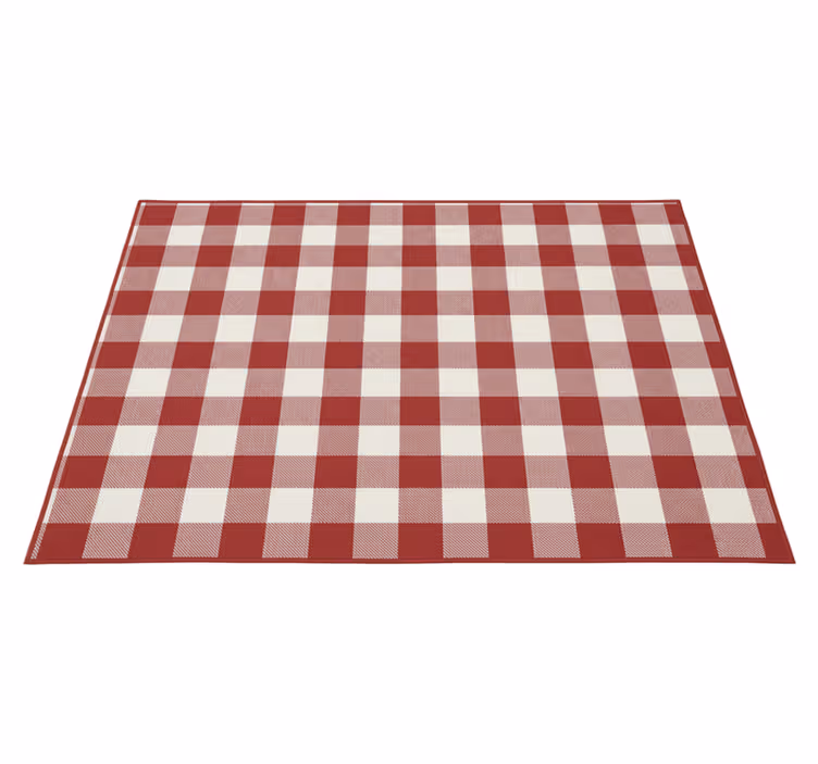Alfombra vinílica roja con decoración a cuadros rojos - TenVinilo