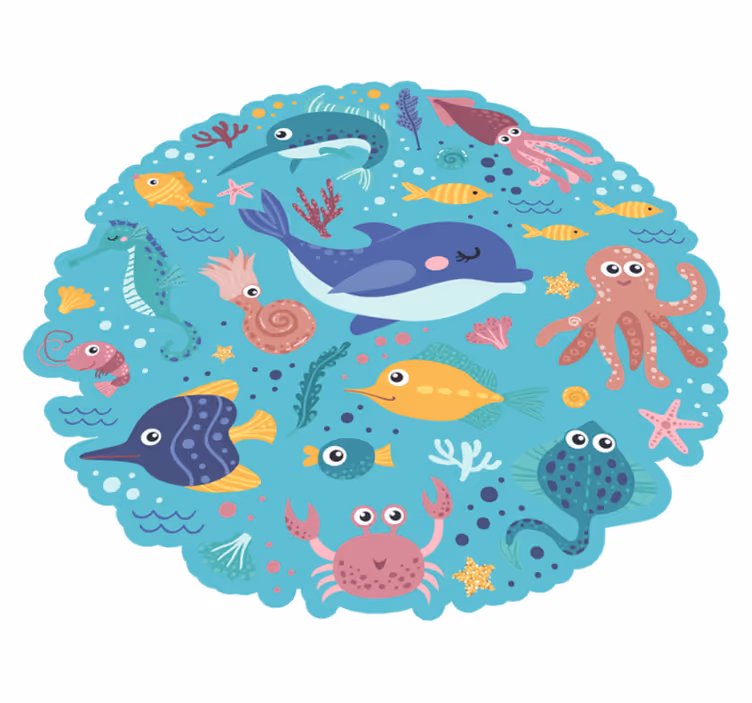 Alfombra vinílica infantil peces del mar - TenVinilo