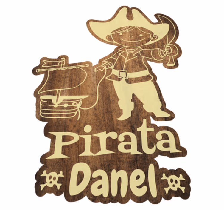 Alfombra vinilo infantil pirata de madera con nombre - TenVinilo