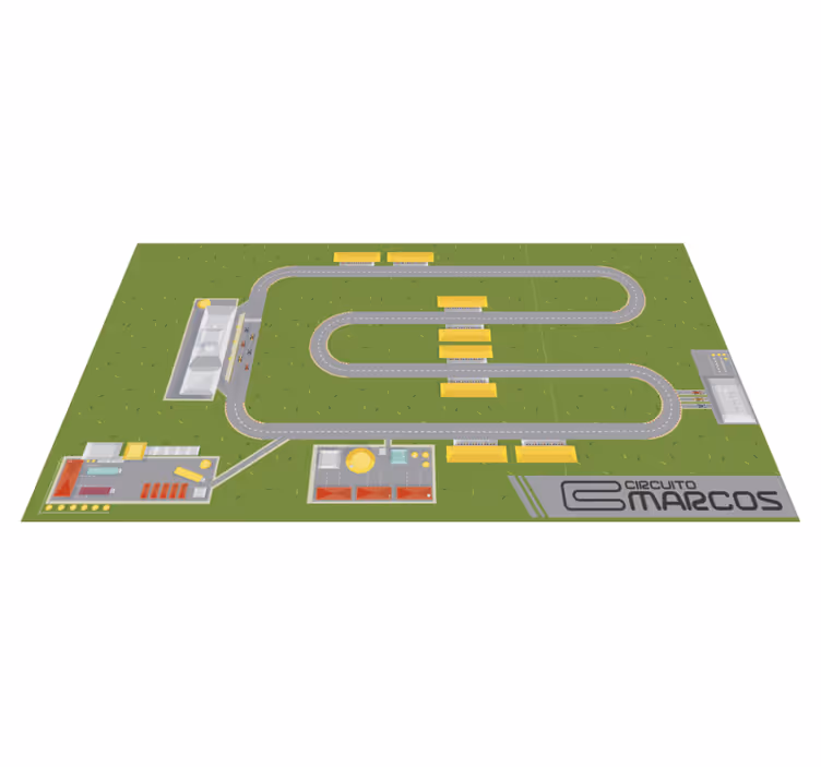 Alfombra carretera circuito con nombre - TenVinilo