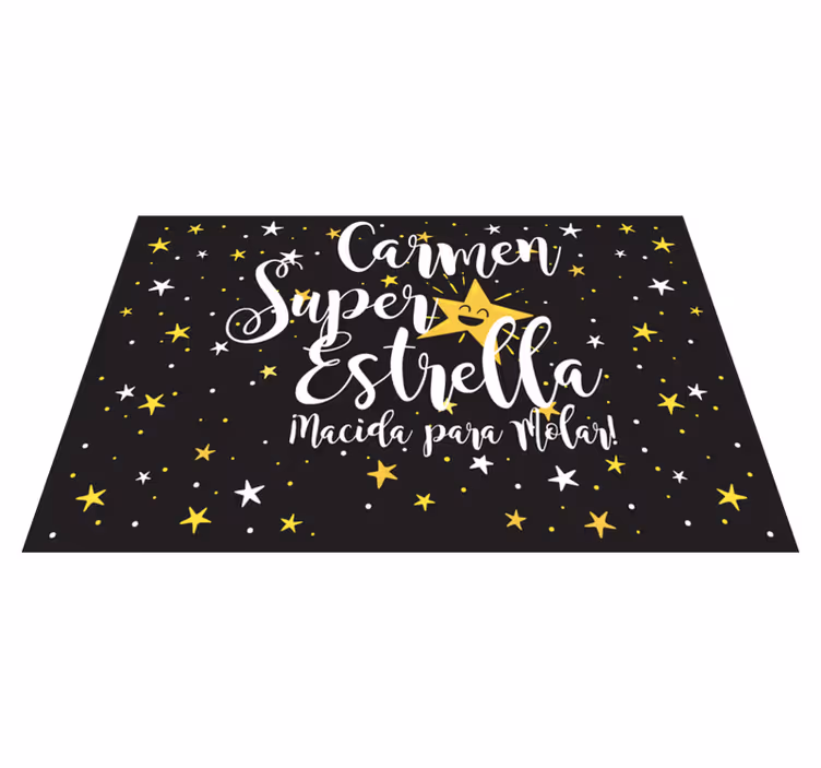 Alfombra vinílica infantil frase con nombre - TenVinilo