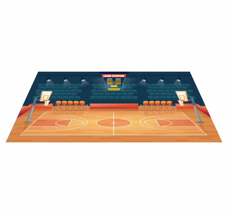 Alfombra vinílica cancha baloncesto con nombre - TenVinilo