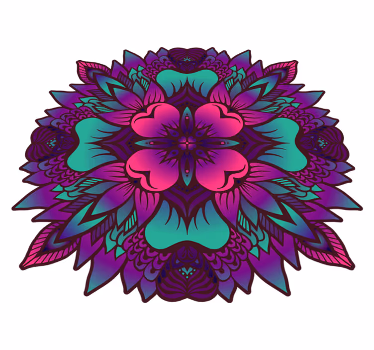 Alfombra vinílica mandala floral lila y purpura - TenVinilo