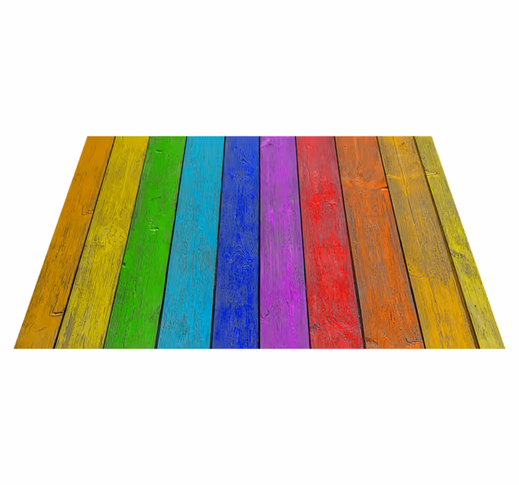Alfombra vinílica arcoiris rayas de madera - TenVinilo