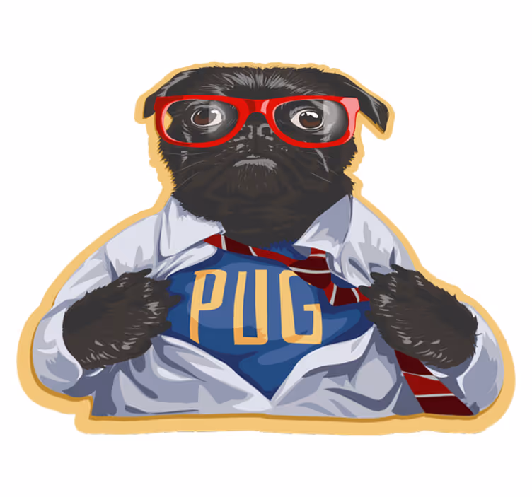 Alfombra vinílica animales ilustración de pug con estilo - TenVinilo
