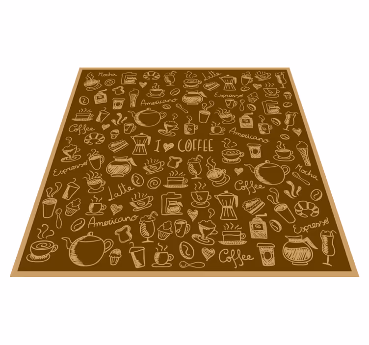 Alfombra vinílica cocina colección de garabatos de café - TenVinilo