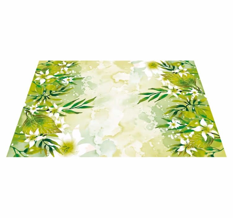 Alfombra vinílica verde con motivos florales - TenVinilo