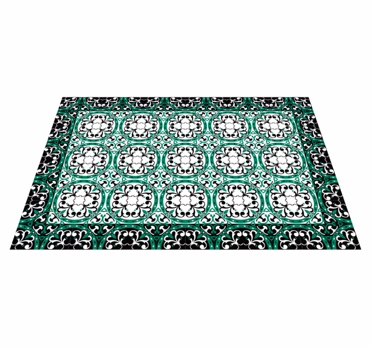Alfombra vinílica mosaico verde para salón - TenVinilo