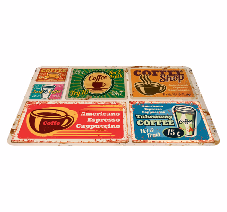 Alfombra vinílica frase motivos temáticos de café - TenVinilo