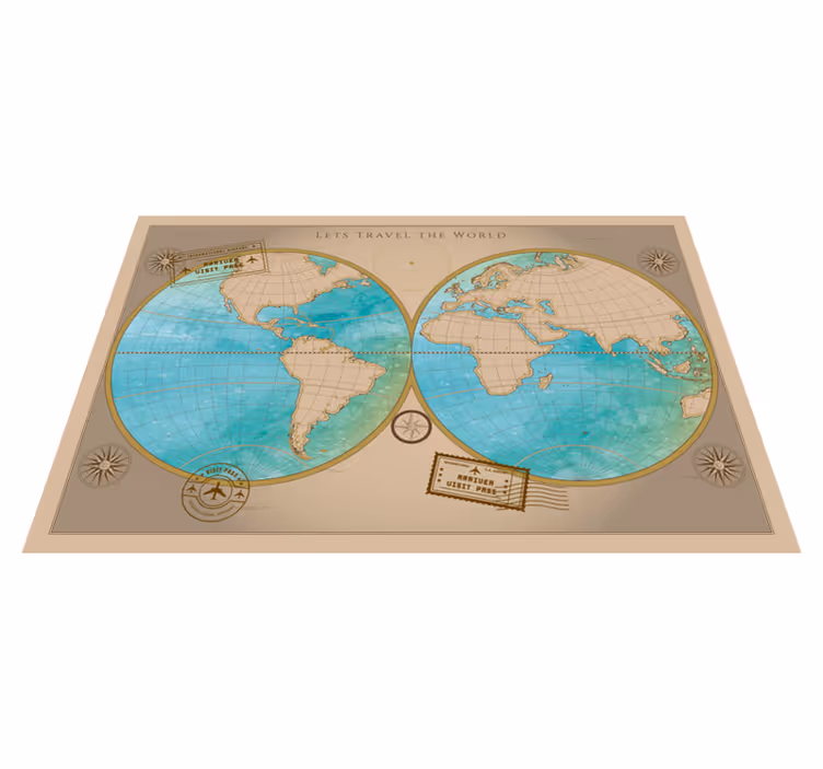 Alfombra de vinilo mapamundi decoración del mapa del mundo - TenVinilo