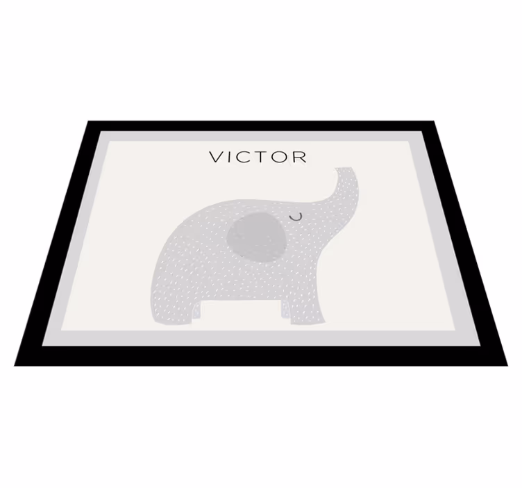 Alfombra vinílica infantil elefante con nombre - TenVinilo
