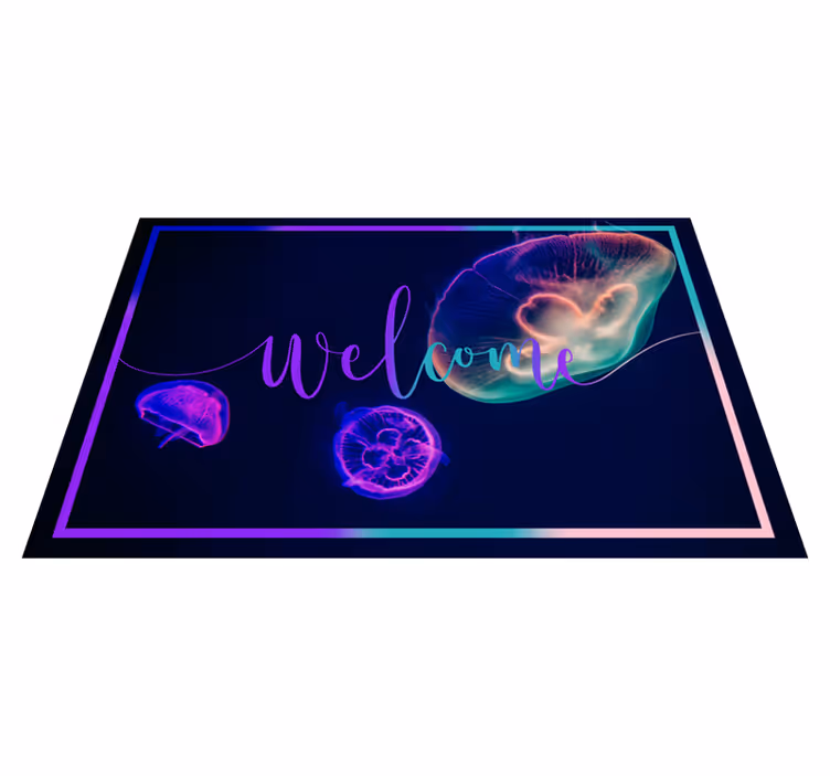 Alfombra vinílica animales medusas bienvenidas - TenVinilo