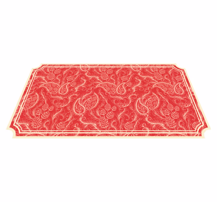 Alfombra vinílica roja paisley adornado - TenVinilo