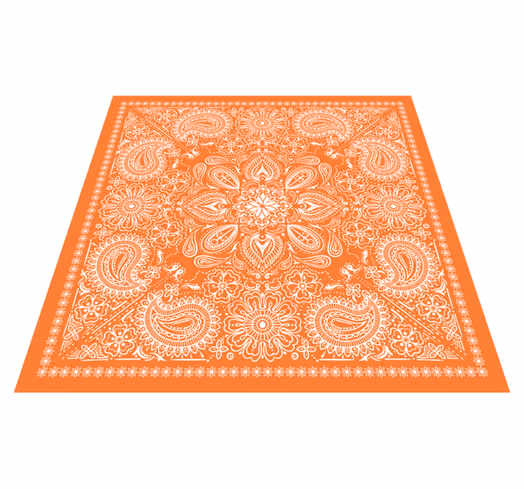 Alfombra hidráulica de vinilo paisley naranja - TenVinilo