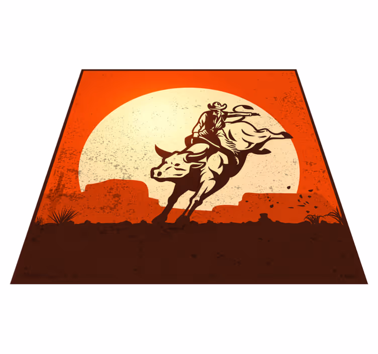 Alfombra vinílica vintage vaquero en toro - TenVinilo