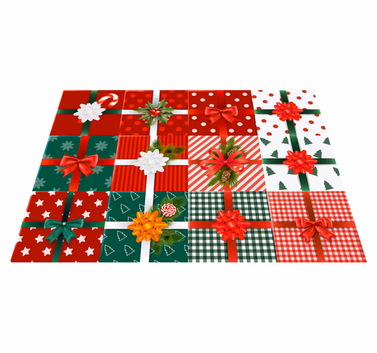 Alfombra vinílica navidad patrones de regalos festivos - TenVinilo