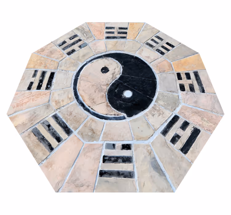 Alfombra vinílica textura mármol ying y yang - TenVinilo