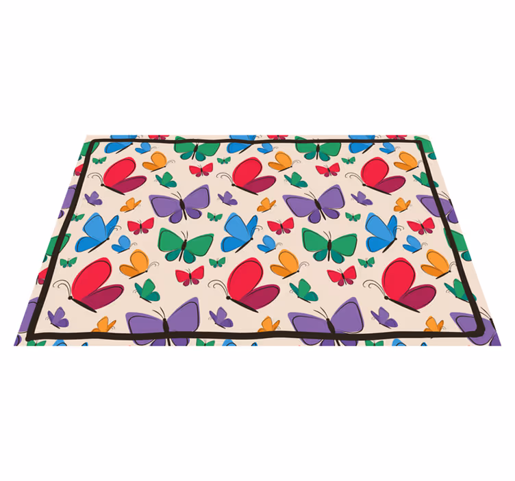 Alfombra vinílica flores abundancia de mariposas - TenVinilo
