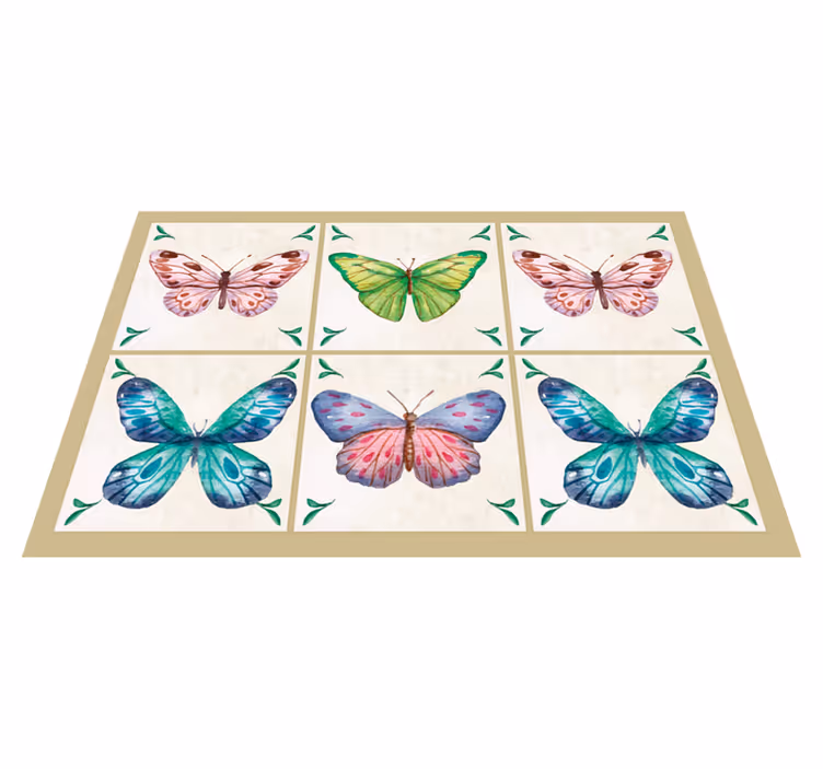 Alfombra vinílica animales ilustración de mariposa - TenVinilo