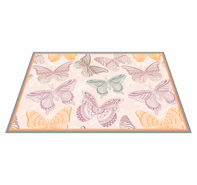 Alfombra vinílica mandala círculo de mariposa - TenVinilo