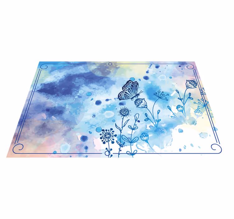 Alfombra vinílica flores elegancia floral acuarela - TenVinilo