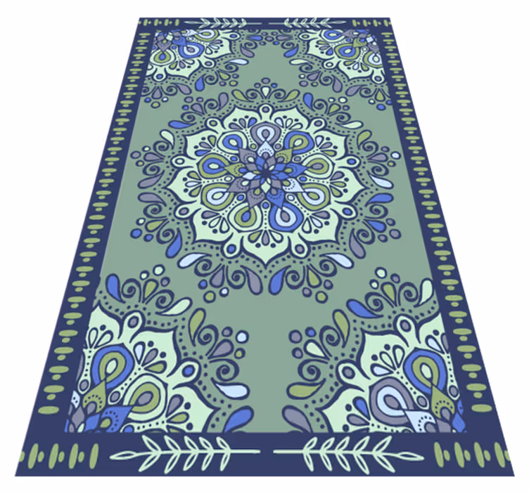 Alfombra vinílica mandala verde desteñido - TenVinilo