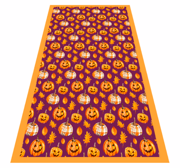Alfombra vinílica Halloween patrón de calabaza - TenVinilo