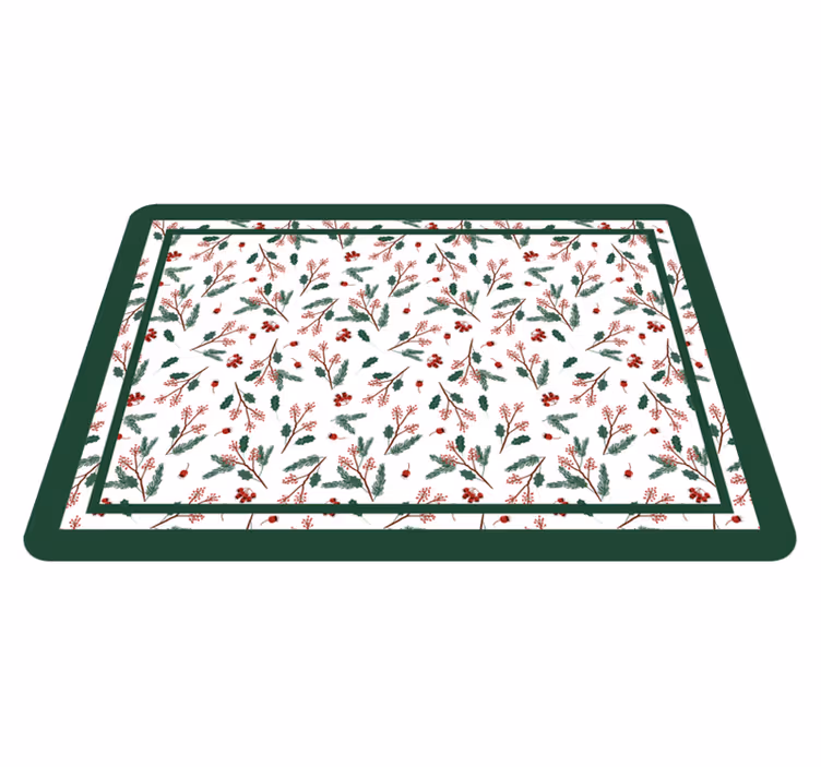 Alfombra vinilo patrón floral feliz navidad - TenVinilo