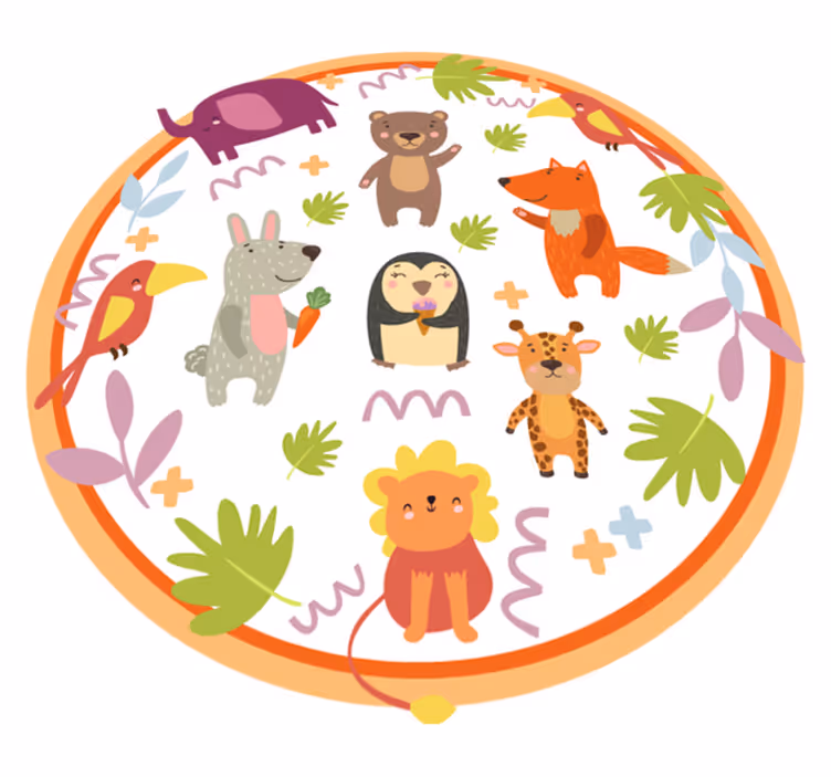 Alfombra de vinilo infantil safari circular por la jungla - TenVinilo