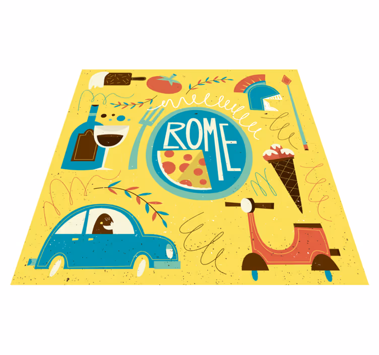 Alfombra vinílica abecedario ilustración del tema de roma - TenVinilo