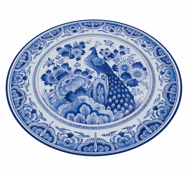 Alfombra vinílica animales porcelana de pavo real - TenVinilo