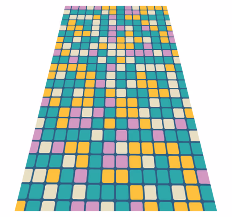 Alfombra de vinilo geométrica patrón cuadrícula colorida - TenVinilo