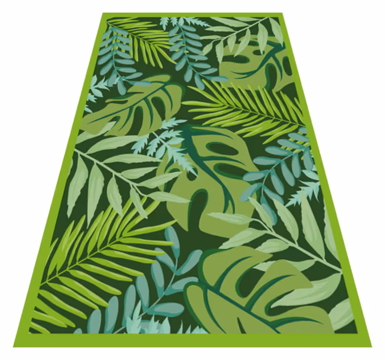 Alfombra vinílica flores decoración de follaje tropical - TenVinilo