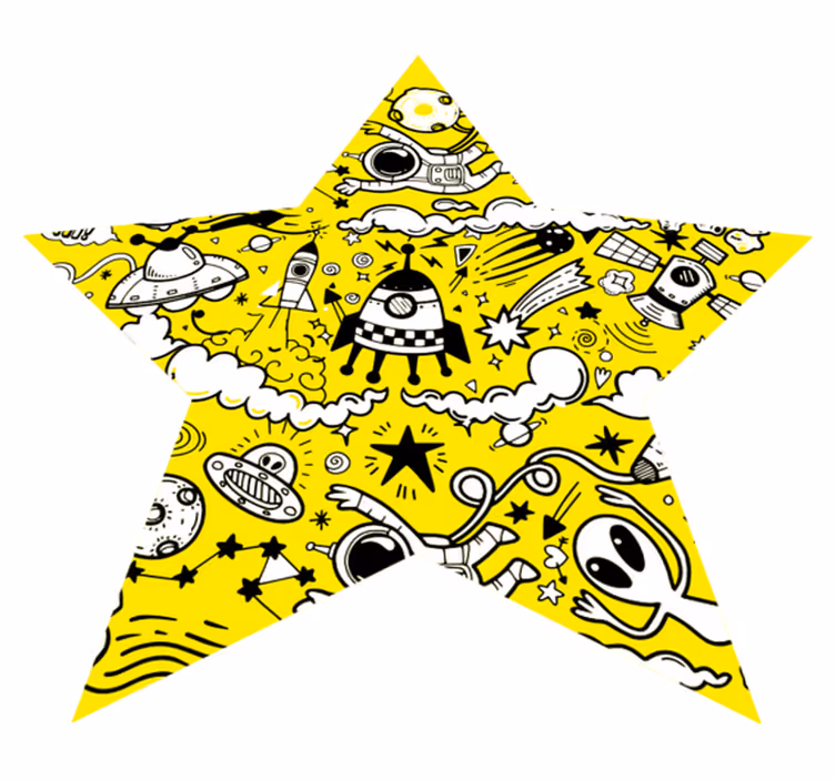 Alfombra de vinilo infantil estrella alienígena garabato - TenVinilo