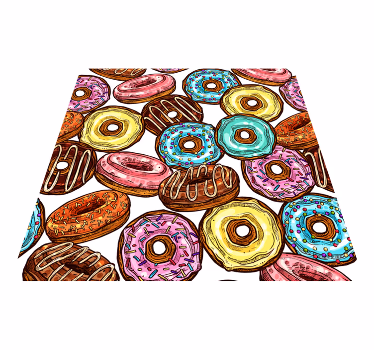 Alfombra vinilo cuadrada Fondo de donas - TenVinilo