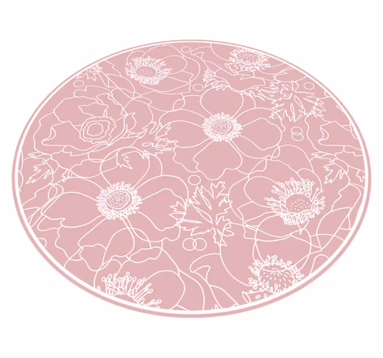 Alfombra vinílica flores motivo de contorno floral - TenVinilo