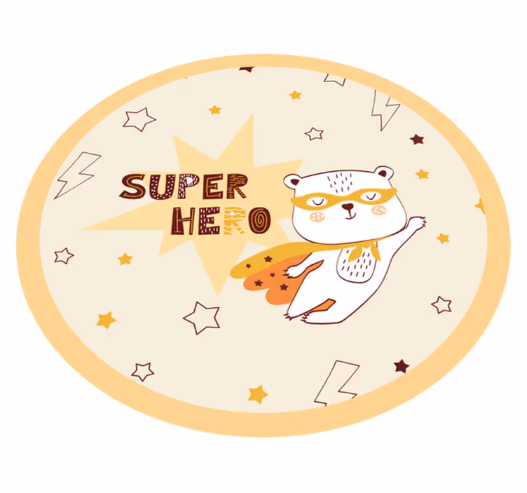 Alfombra de vinilo infantil oso superhéroe - TenVinilo