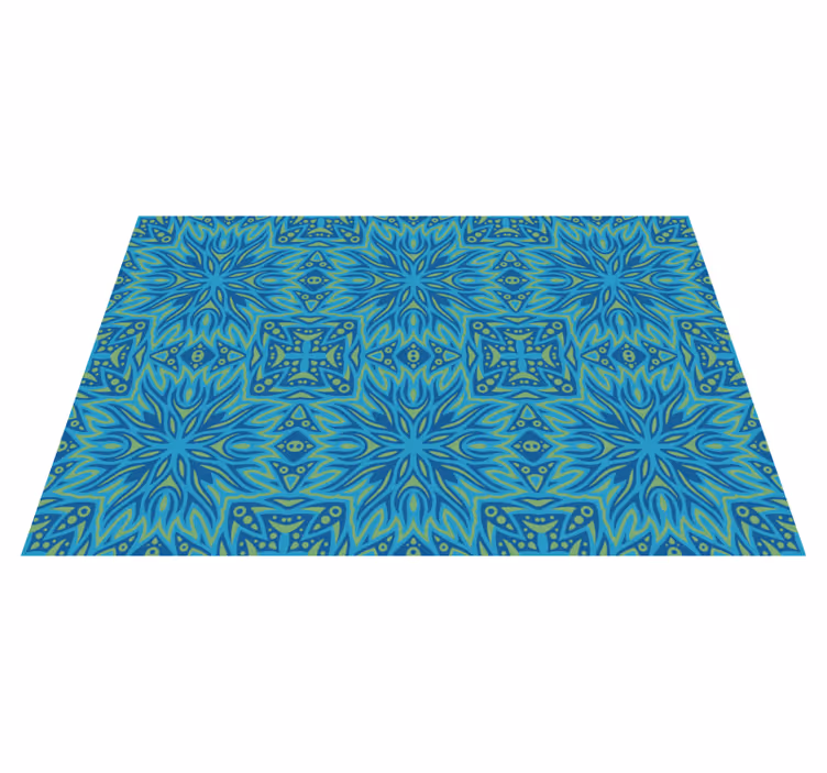 Alfombra vinílica azul simetría inspirada en azul - TenVinilo