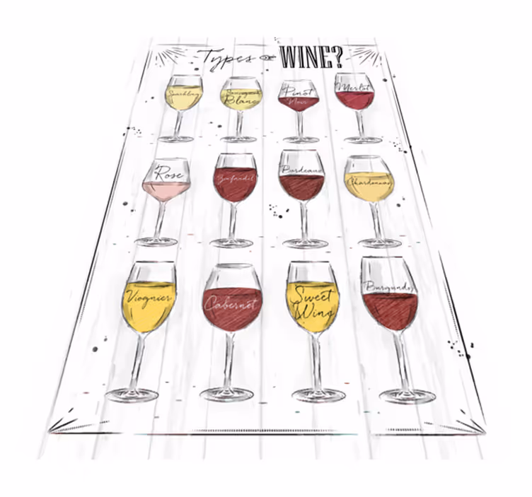 Alfombra vinílica frase guía de copas de vino - TenVinilo