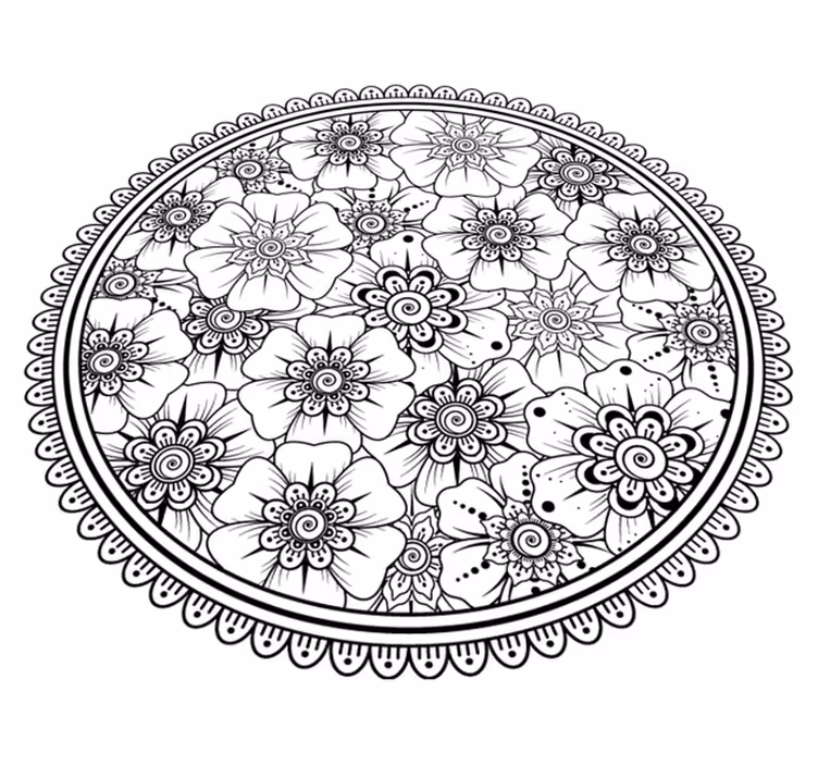 Alfombras de vinilo de azulejos Círculo negro mandala - TenVinilo