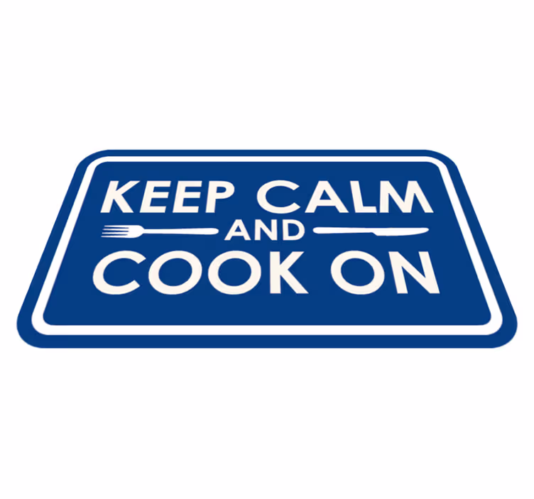 Alfombra vinílica frase mantener la calma cocinar - TenVinilo
