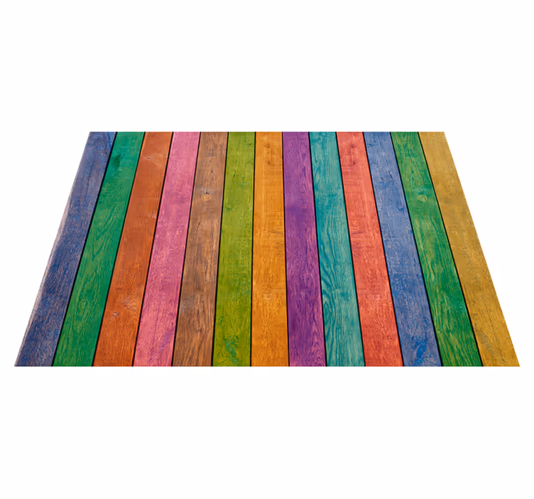 Alfombra vinílica textura madera patrón de tablas colorido - TenVinilo
