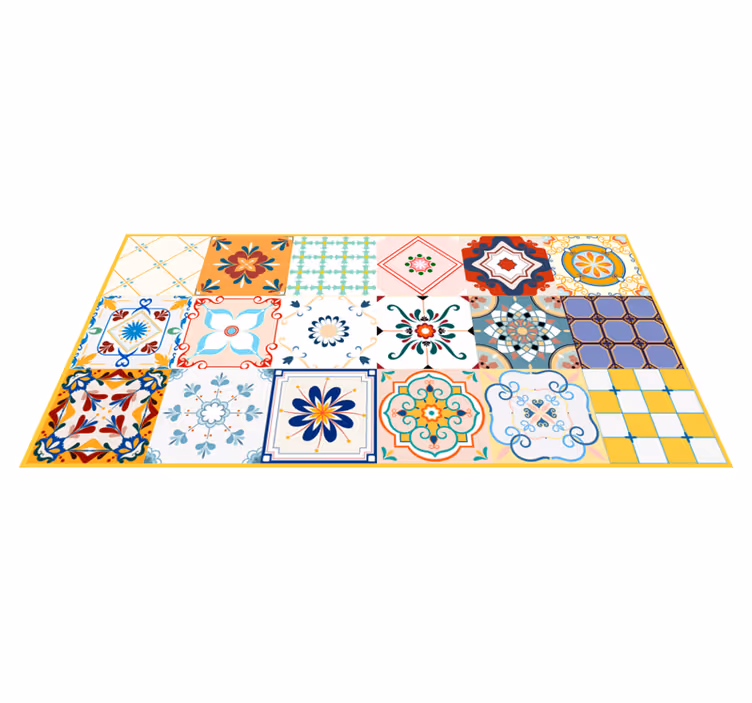 Alfombra vinílica hidráulica patrones de mosaicos - TenVinilo
