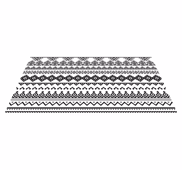 Alfombra vinilo pasillo estampado étnico blanco y negro - TenVinilo