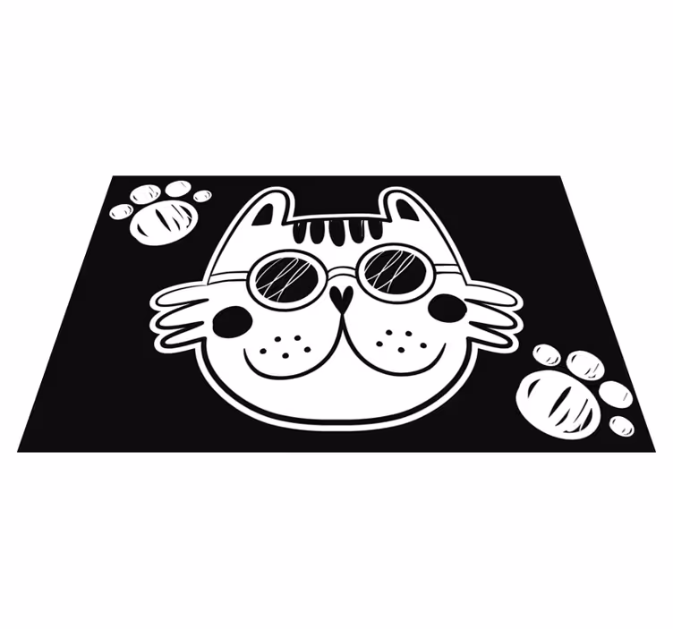 Alfombra de vinilo infantil ilustración de gato caricatura - TenVinilo