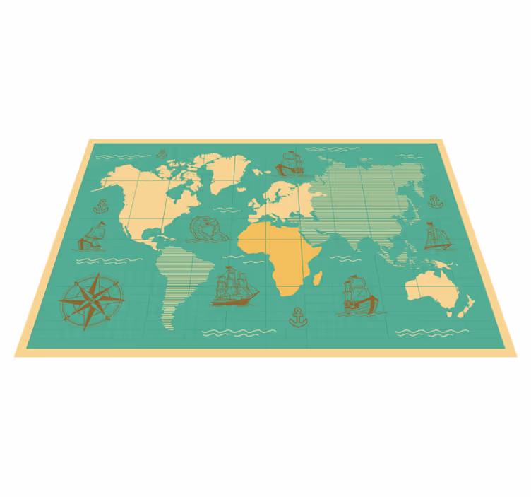 Alfombra de vinilo mapamundi mapa de exploración náutica - TenVinilo