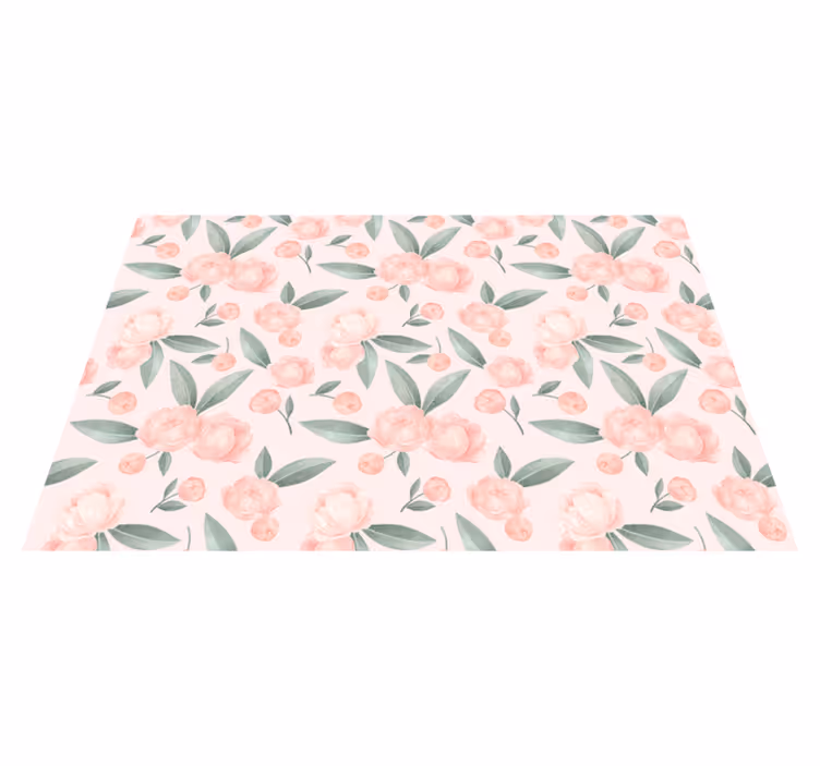 Alfombra vinílica dormitorio Flores rosadas - TenVinilo