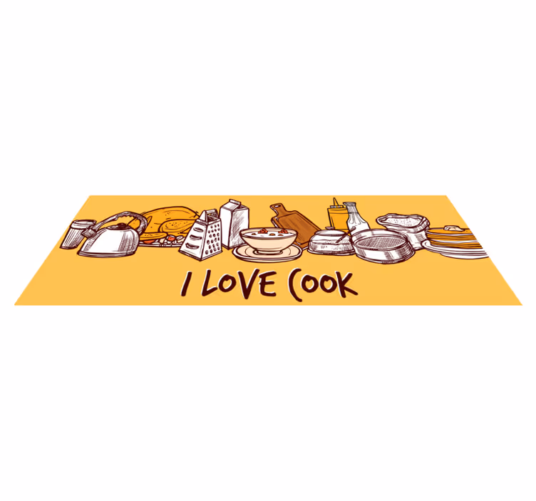 Alfombra vinílica cocina me encanta cocinar - TenVinilo