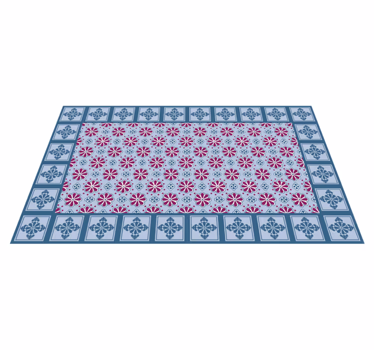 Alfombra vinílica hidráulica azulejo estampado adornado - TenVinilo