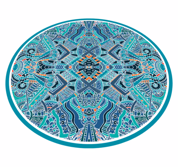 Alfombra de vinilo étnica redonda pluma - TenVinilo